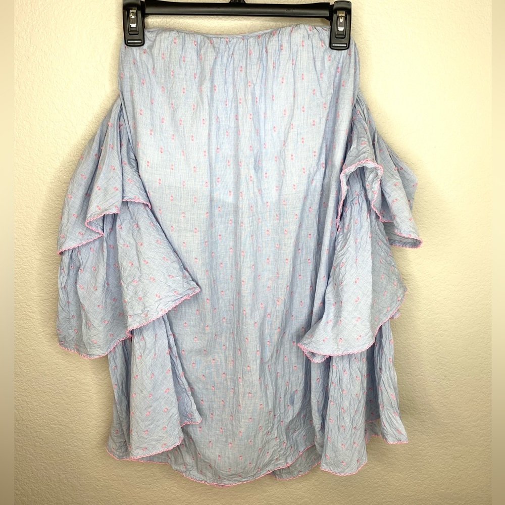 REVOLVE Lovers + Friends Ronita Strapless Ruffle Long Sleeve Mini Dress | Size S - Picture 4 of 7